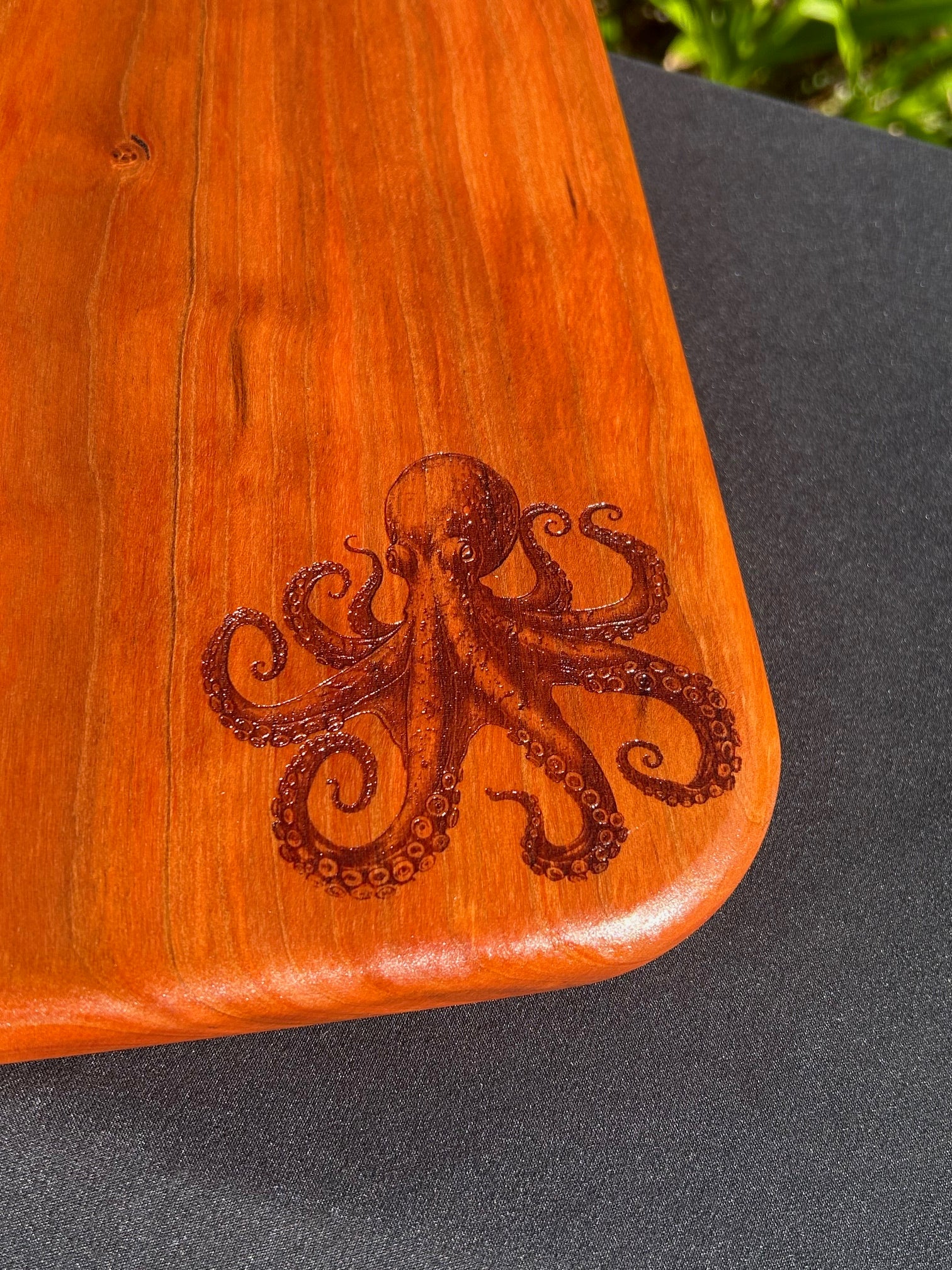 Octopus engraved Cherry Cutting/Charcuterie Board