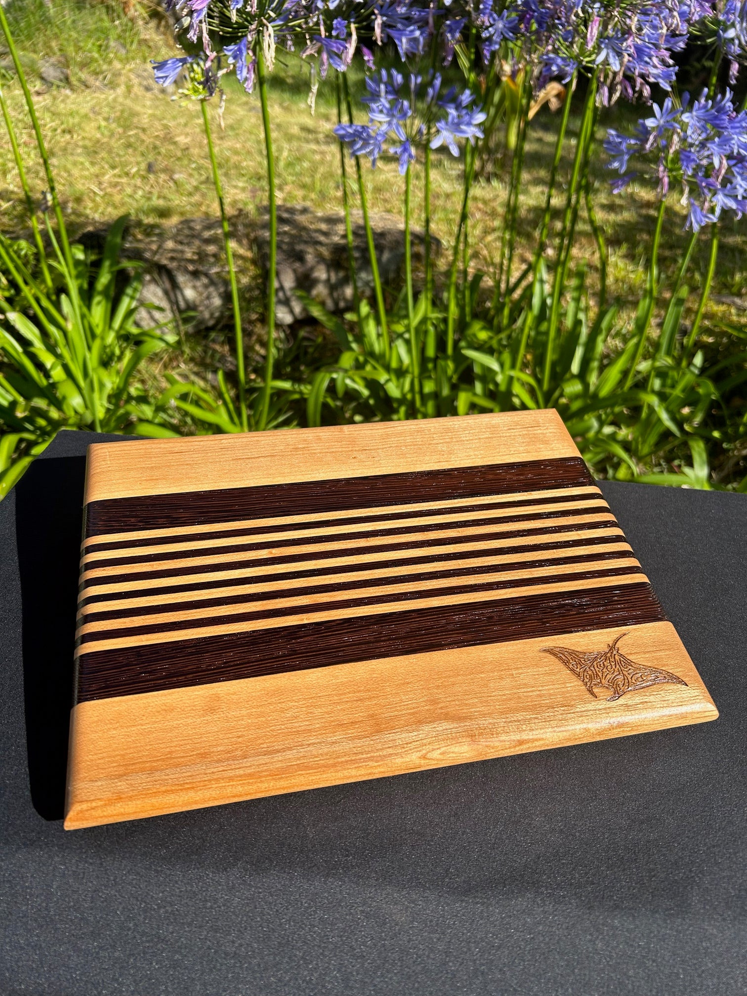 Hawaiian-made Garnish Cutting Board - Maple/Wenge Engraved