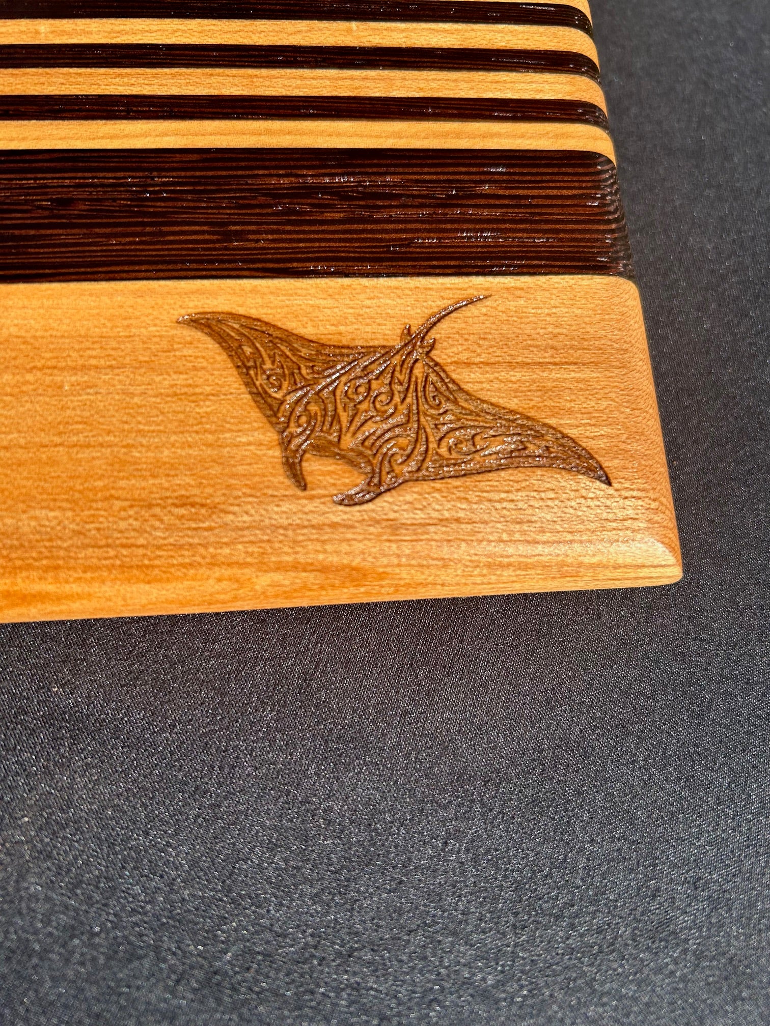 Hawaiian-made Garnish Cutting Board - Maple/Wenge Engraved